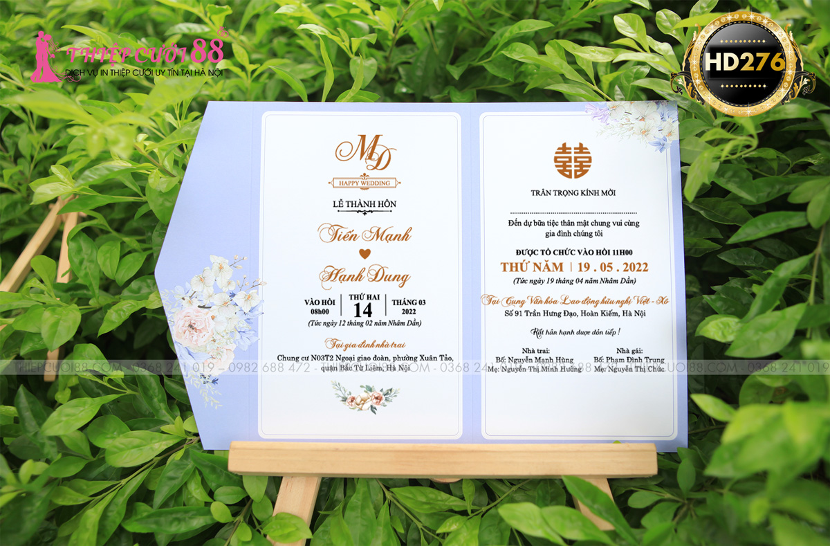 Thiệp cưới HD276 - Thiệp cưới 88 - Thế giới thiệp cưới Đẹp Sang Chảnh